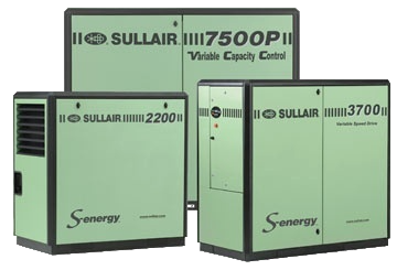 Sullair 1100eV, 1500eV, 1800eV, 1800V, 2200V, 3000V, 3000PV, 3700V, 4500V, 4500PV, 5500V variable speed industrial electric compressors